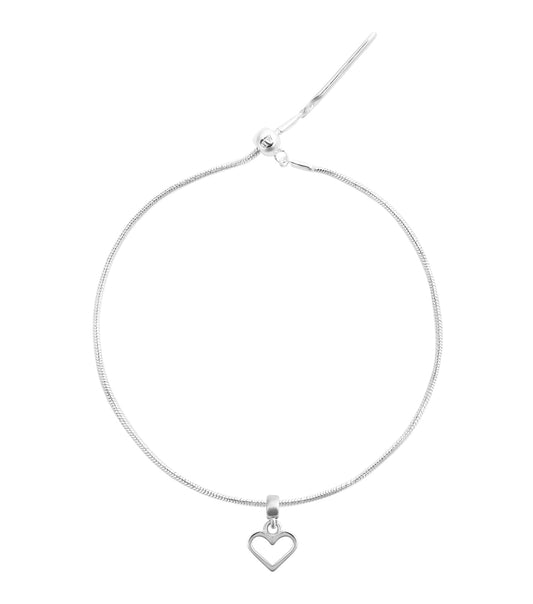 Daniel Wellington silver charm heart hanging shape, beautifully displayed at a slight angle, captures elegance and subtle luxury.