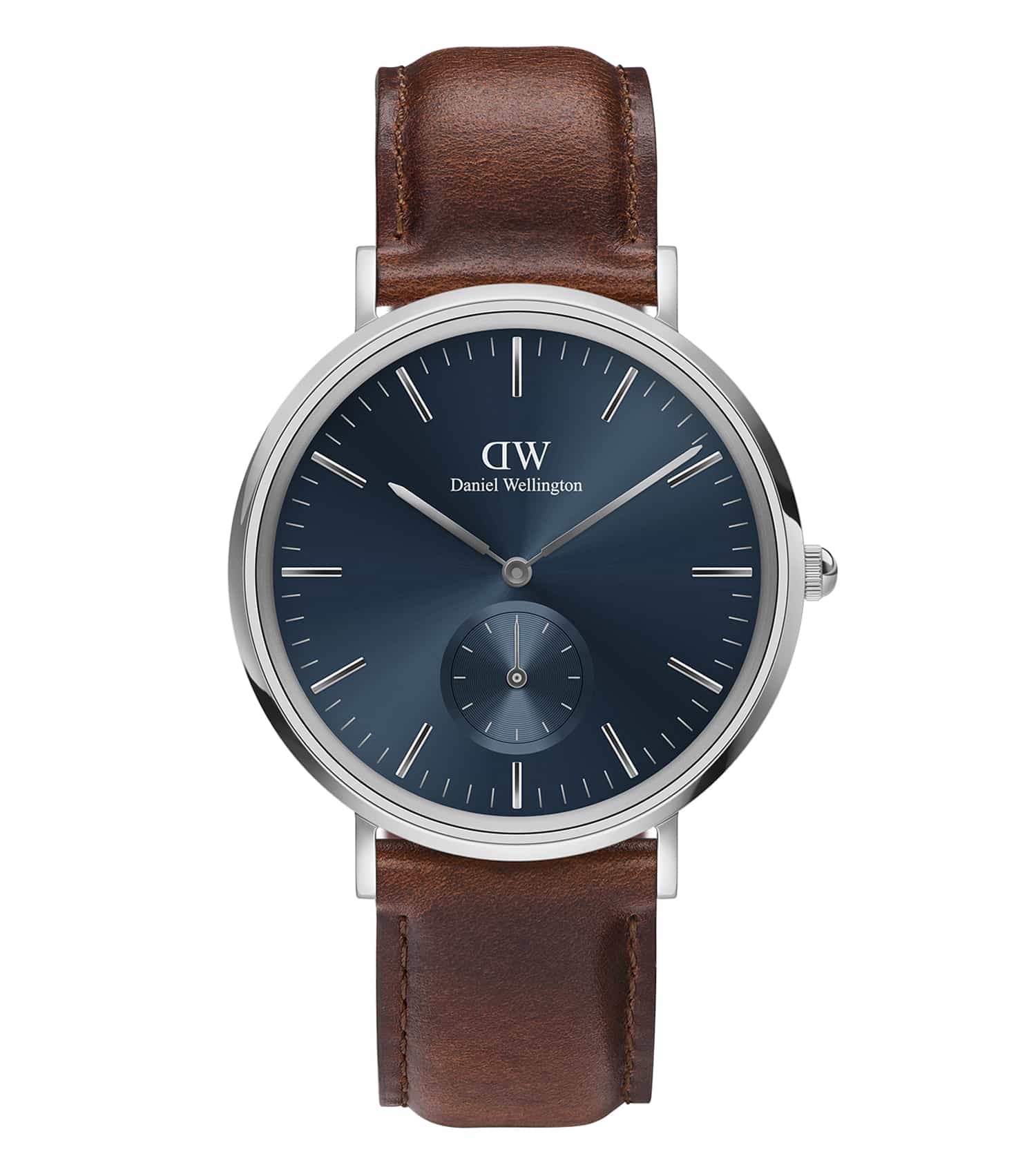 Daniel Wellington watch in multi-color, angled at a close-up view, showcasing elegant design and timeless style in wristwatches.