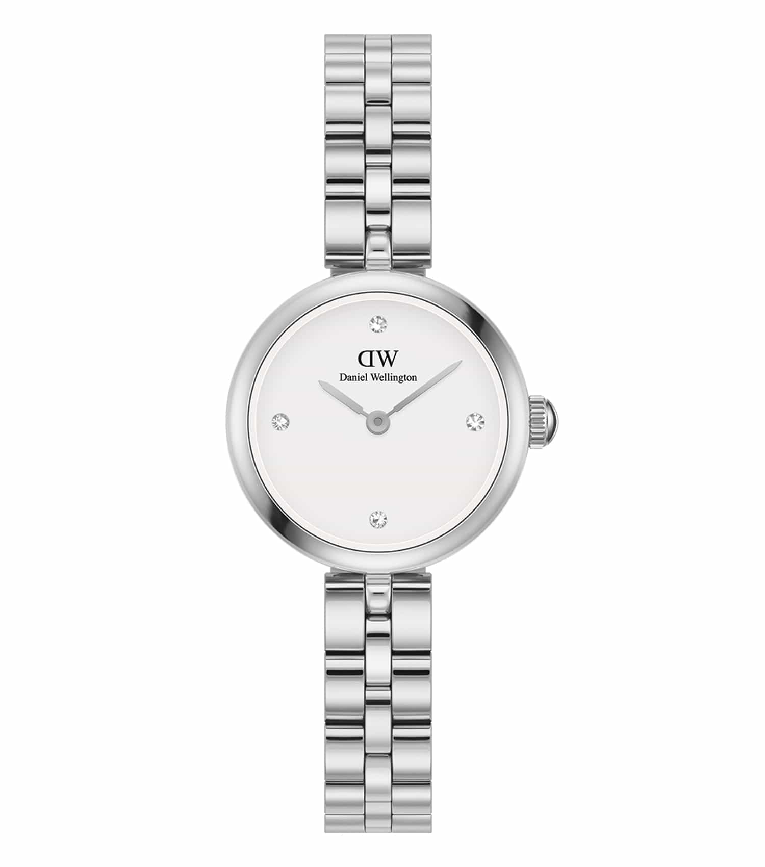 Daniel Wellington watch with a sleek gold frame and black leather strap, captured at a stylish 45-degree angle, showcasing elegance.