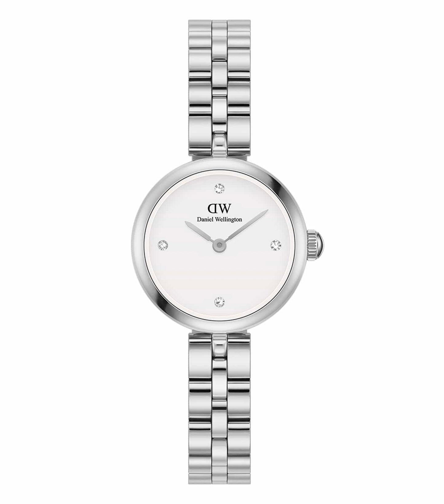 Daniel Wellington watch with a sleek gold frame and black leather strap, captured at a stylish 45-degree angle, showcasing elegance.