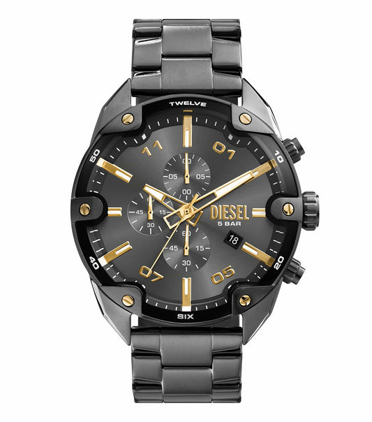 Diesel watch DZ4669 in bold blue, giving a side-angle view showcasing its sleek silver accents and modern dial design.