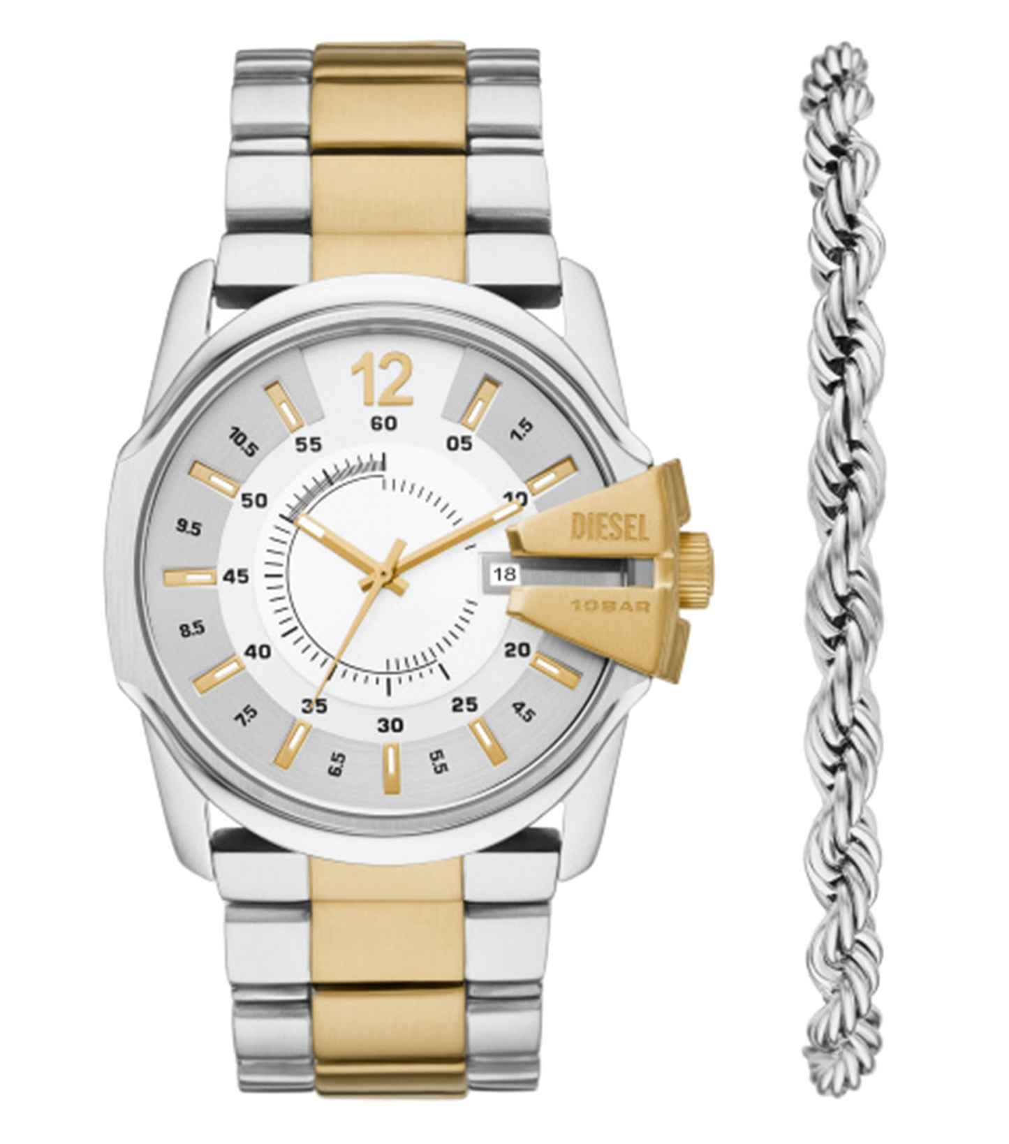 Diesel men's watch in None color, frontal angle showcasing sleek design with bold black strap and detailed face, epitome of style.