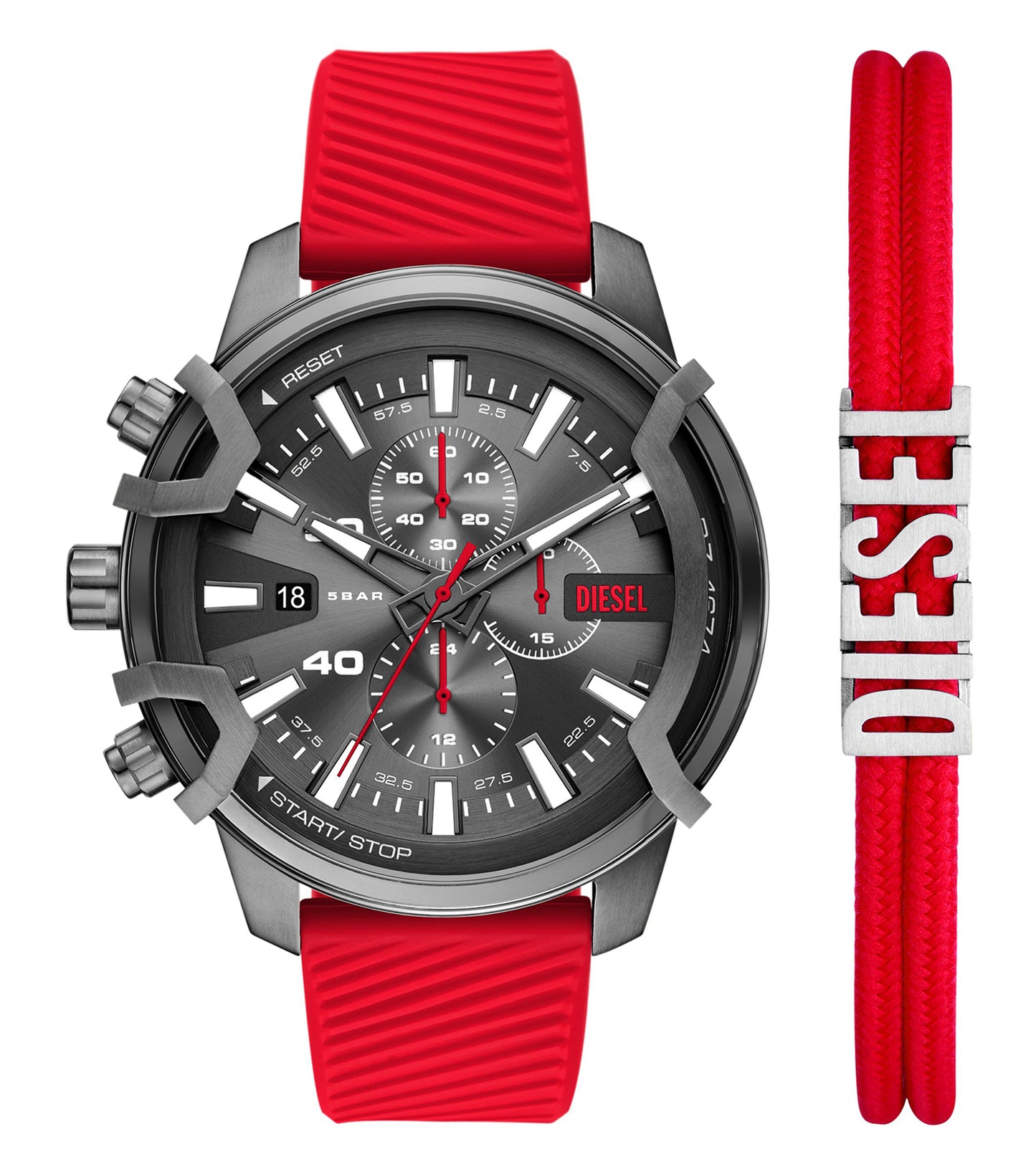 Diesel Quartz watch in a sleek, modern design; front angle view showing detailed face, stylish strap, and brand logo.