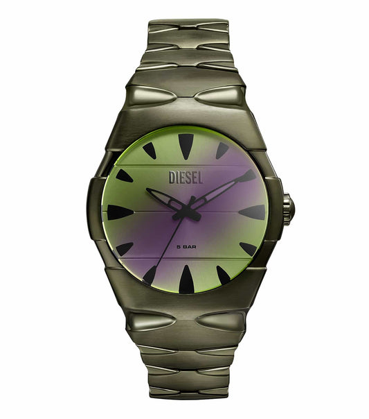 Diesel quartz watch in a sleek single-tone design, angled view capturing the elegant craftsmanship and modern style.