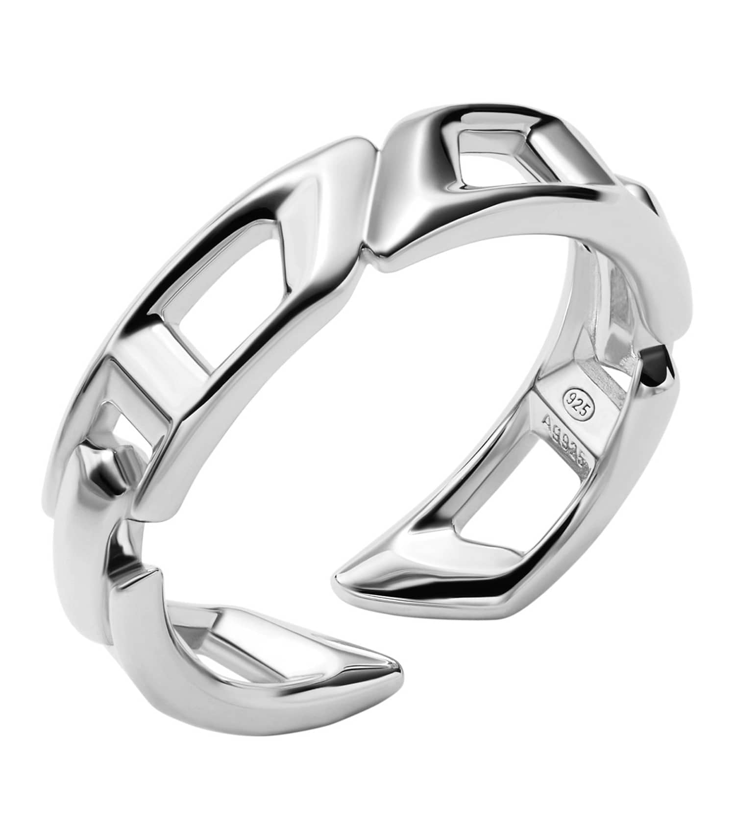 Men D Logo Ring Silver Stainless Steel