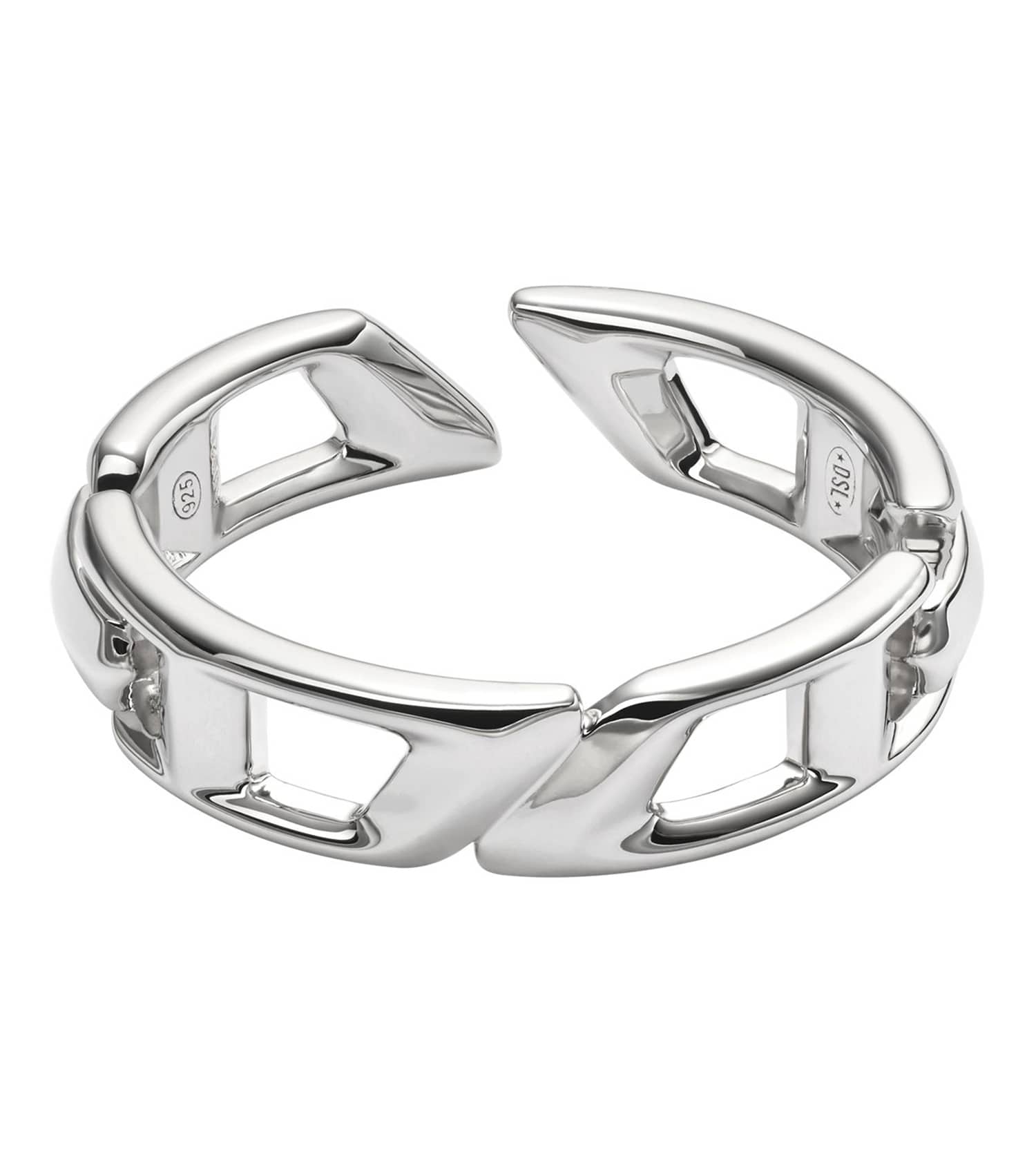 Men D Logo Ring Silver Stainless Steel