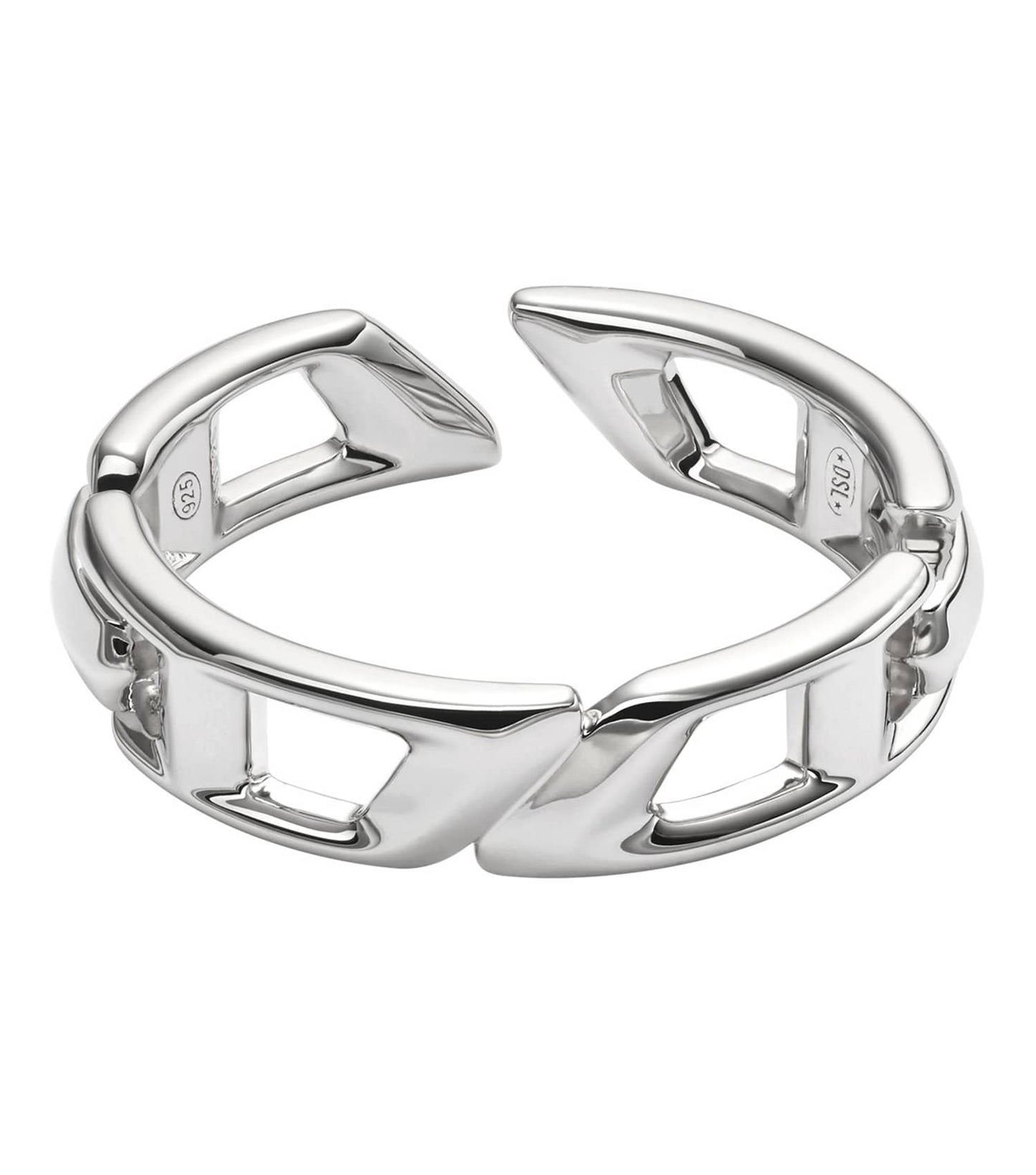 Men D Logo Ring Silver Stainless Steel