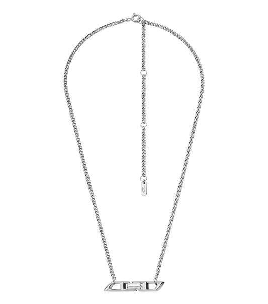 Men D Logo Necklace Silver Stainless Steel