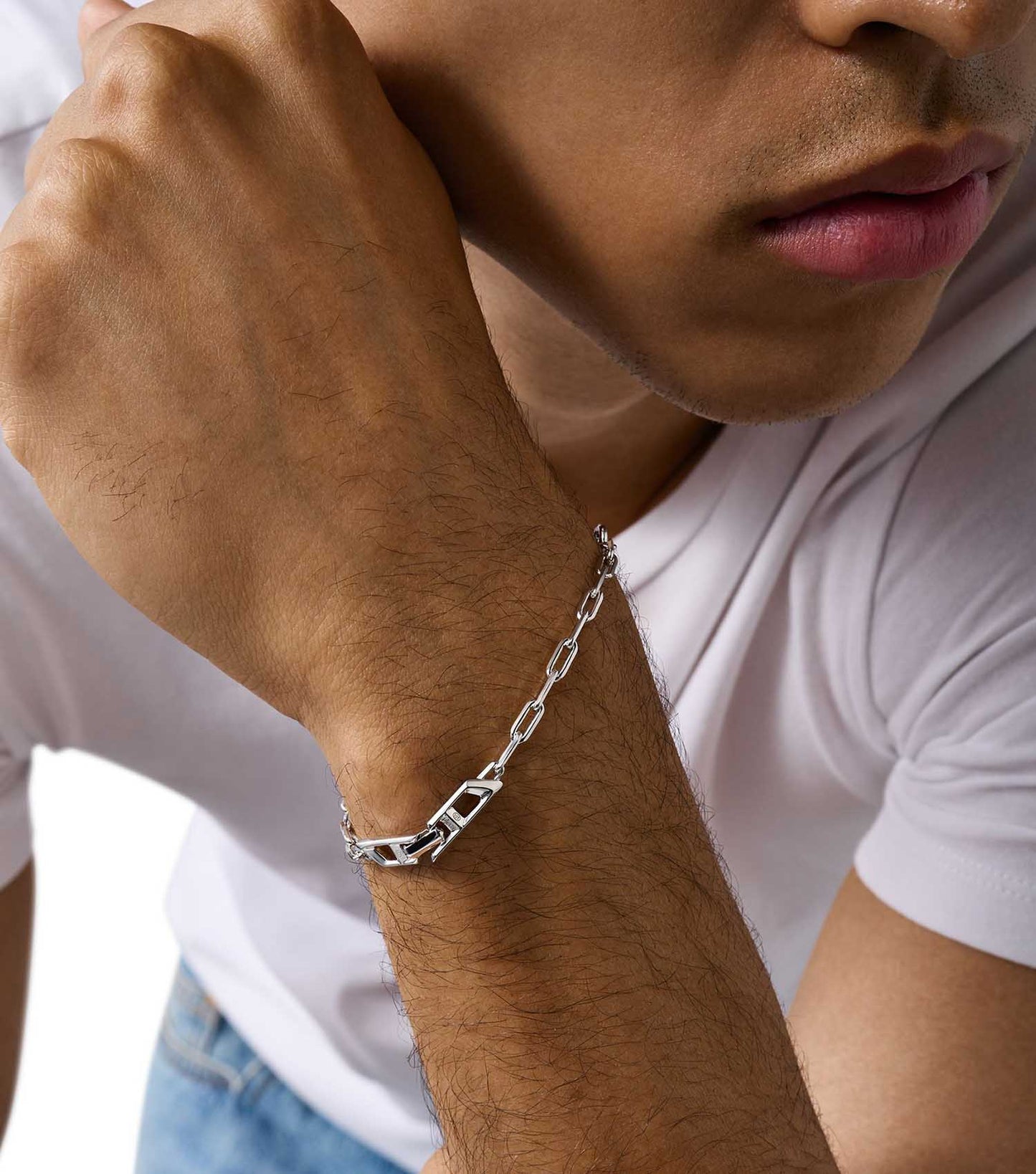 Men D Logo Bracelet Silver Na