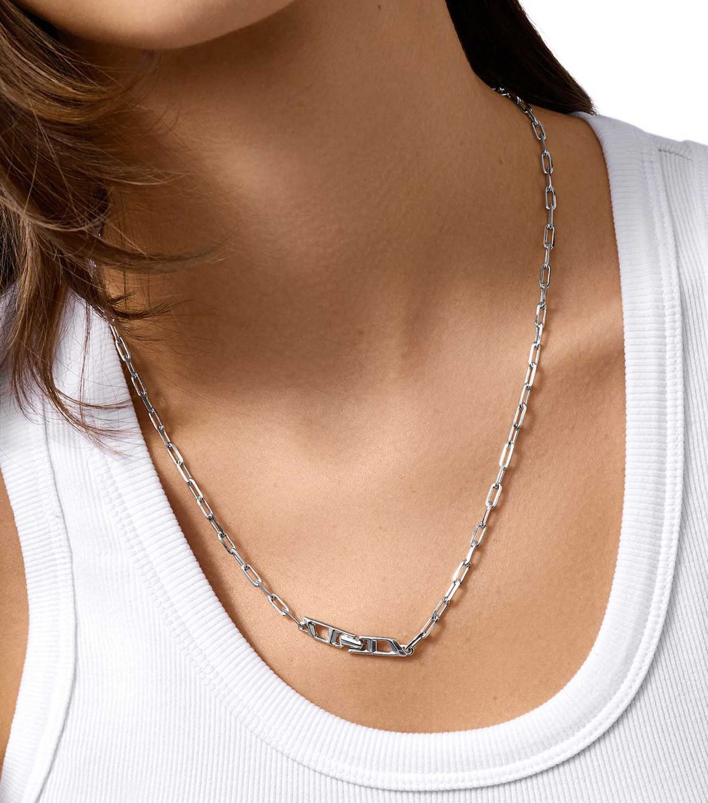 Men D Logo Necklace Silver Na