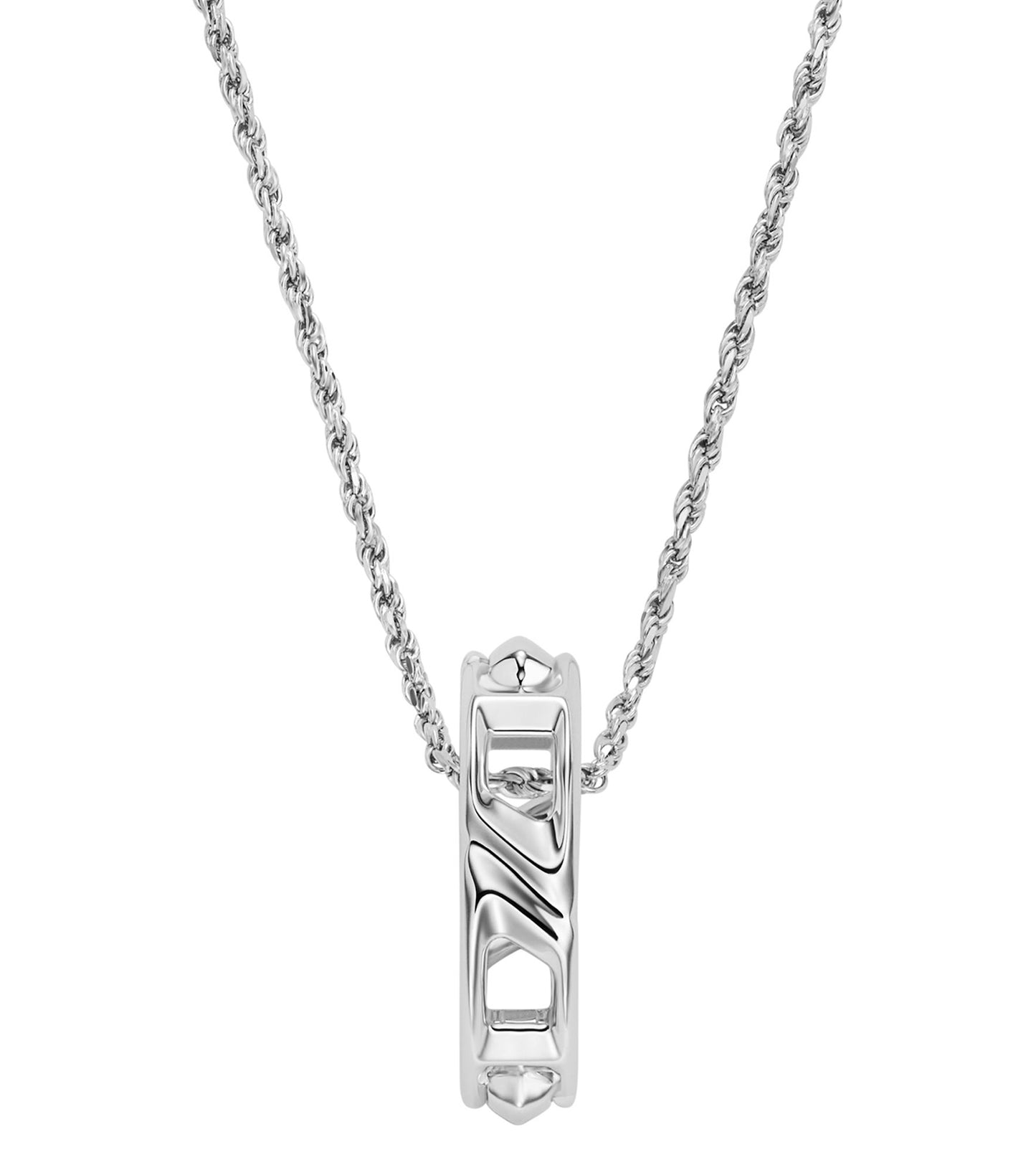 Unisex D Logo Necklace Silver Stainless Steel