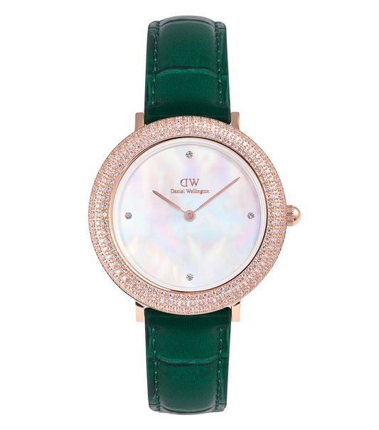 Crystalline Bezel Green Croc Rose Gold