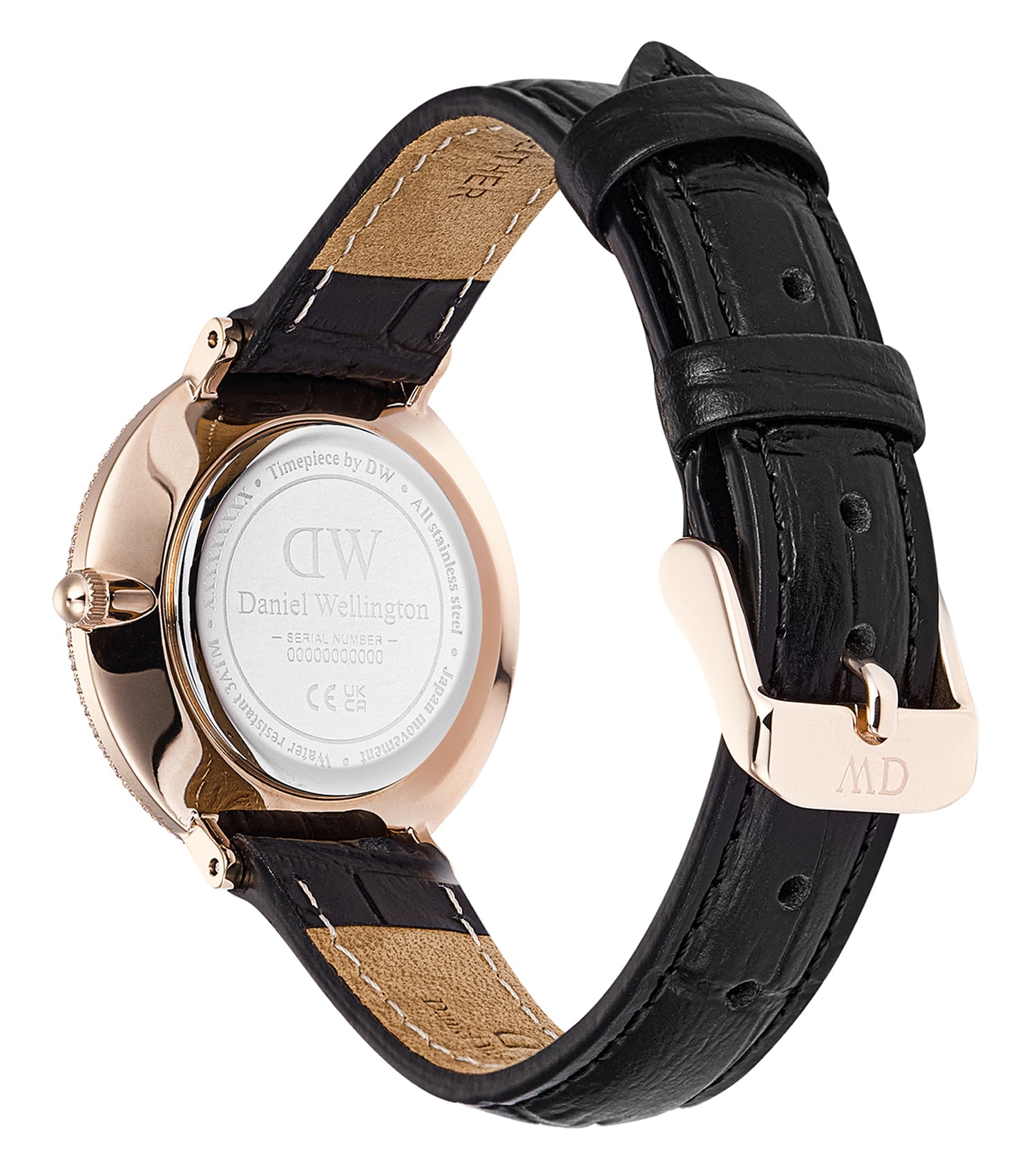 Crystalline Bezel Black Croc Rose Gold