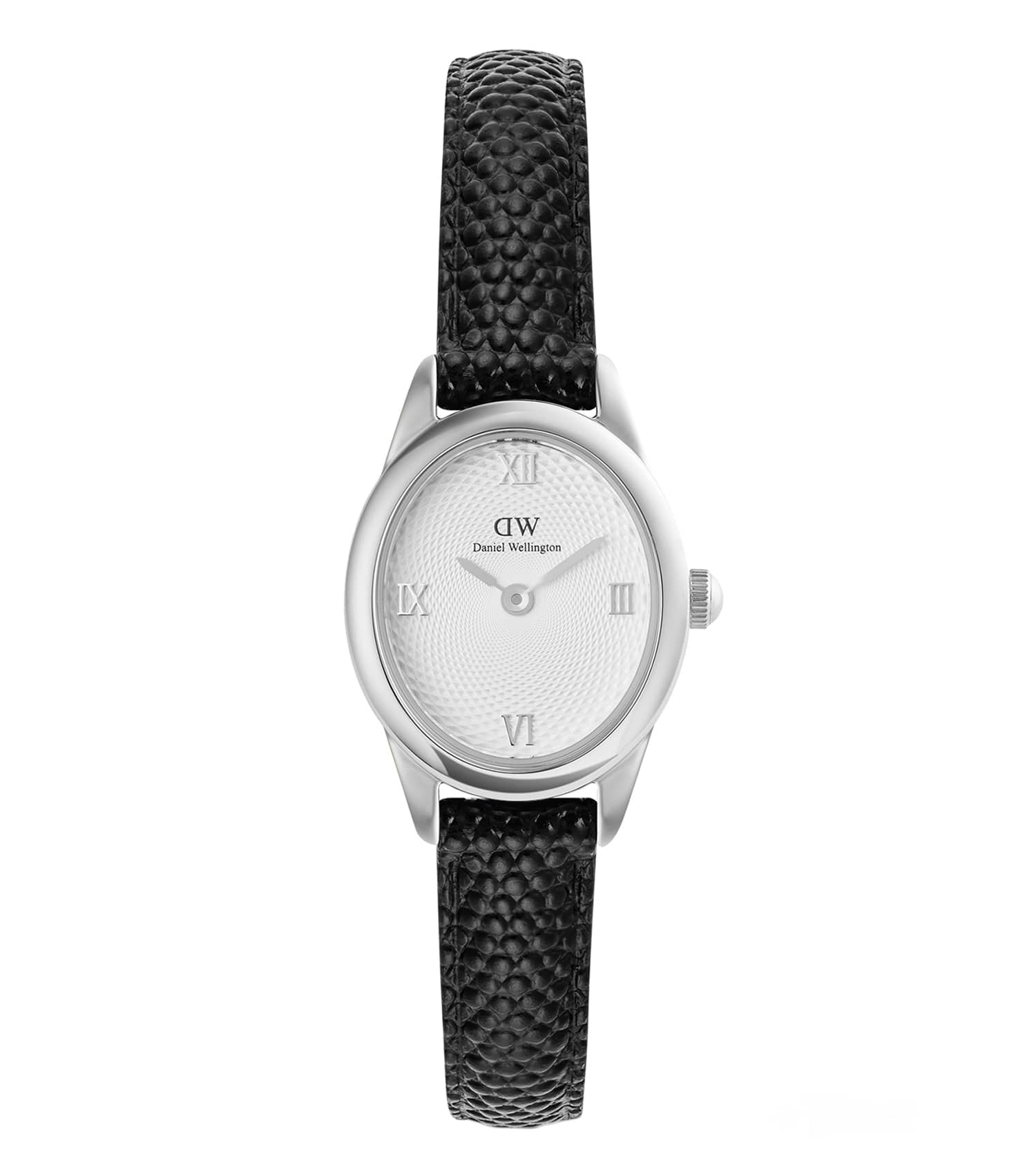 Ophelia Mini Black Lizard White Guilloché Silver