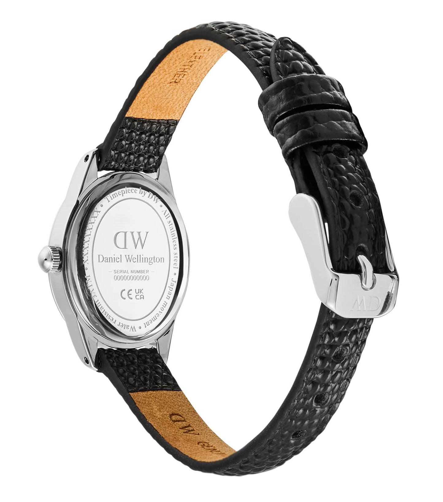 Ophelia Mini Black Lizard White Guilloché Silver