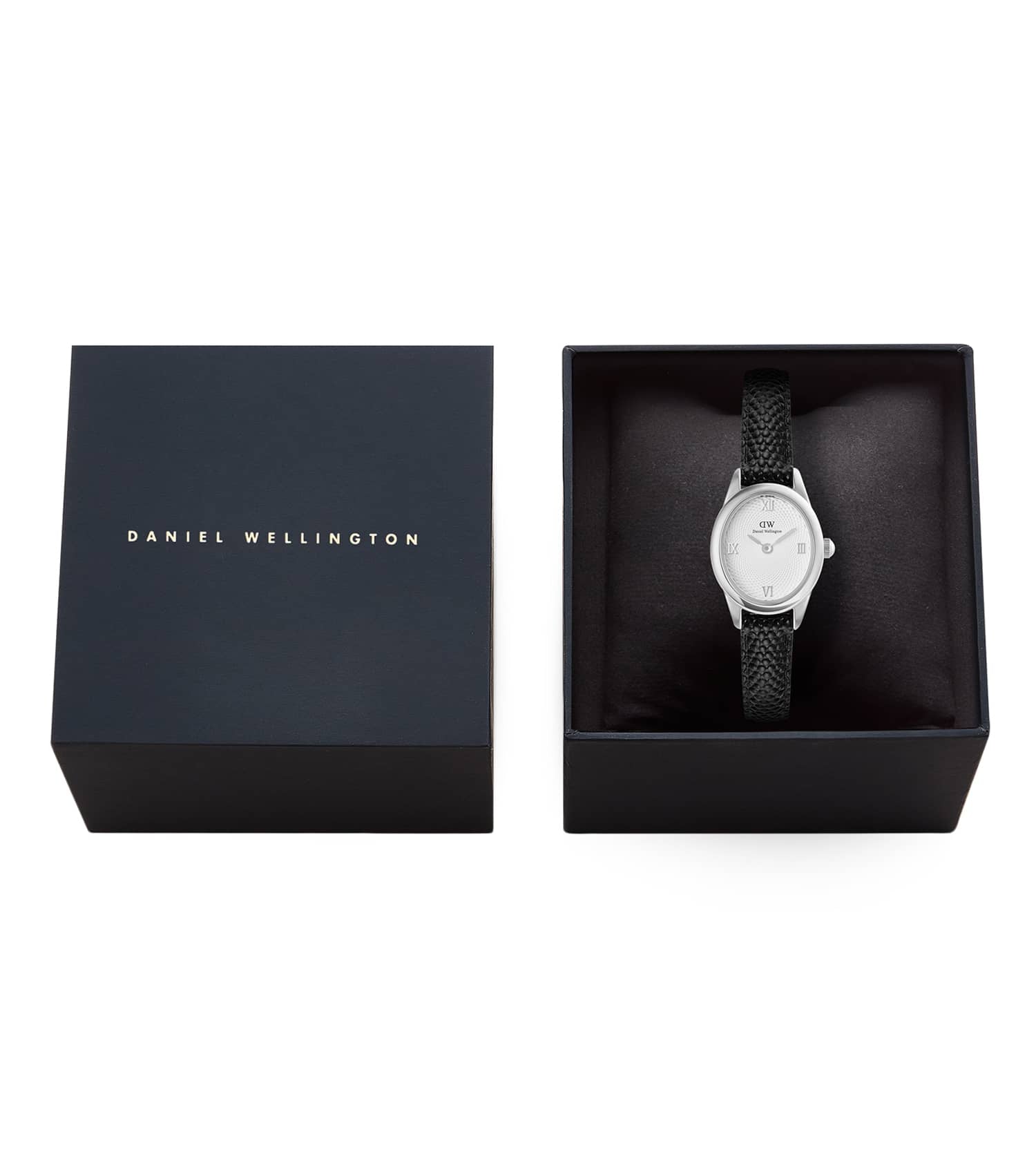 Ophelia Mini Black Lizard White Guilloché Silver