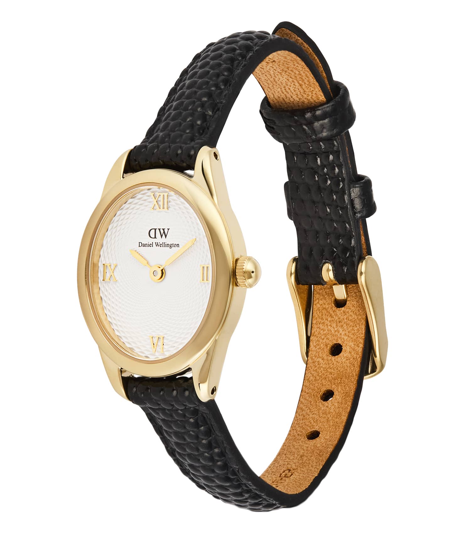 Ophelia Mini Black Lizard White Guilloché Gold