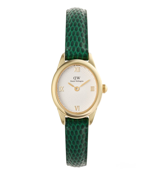 Ophelia Mini Green Lizard White Guilloché Gold