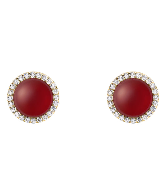 Audrey Earrings  Red Agathe Gold