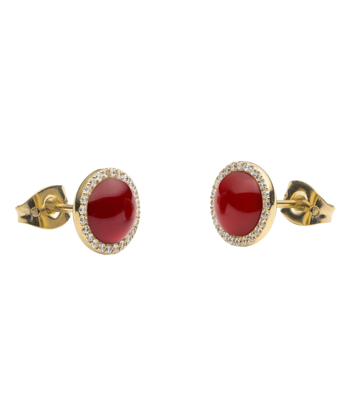 Audrey Earrings  Red Agathe Gold
