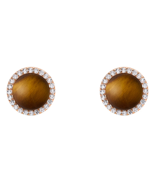 Audrey Earrings Tiger Eye Rose Gold
