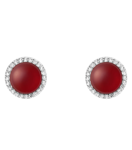 Audrey Earrings  Red Agathe Silver