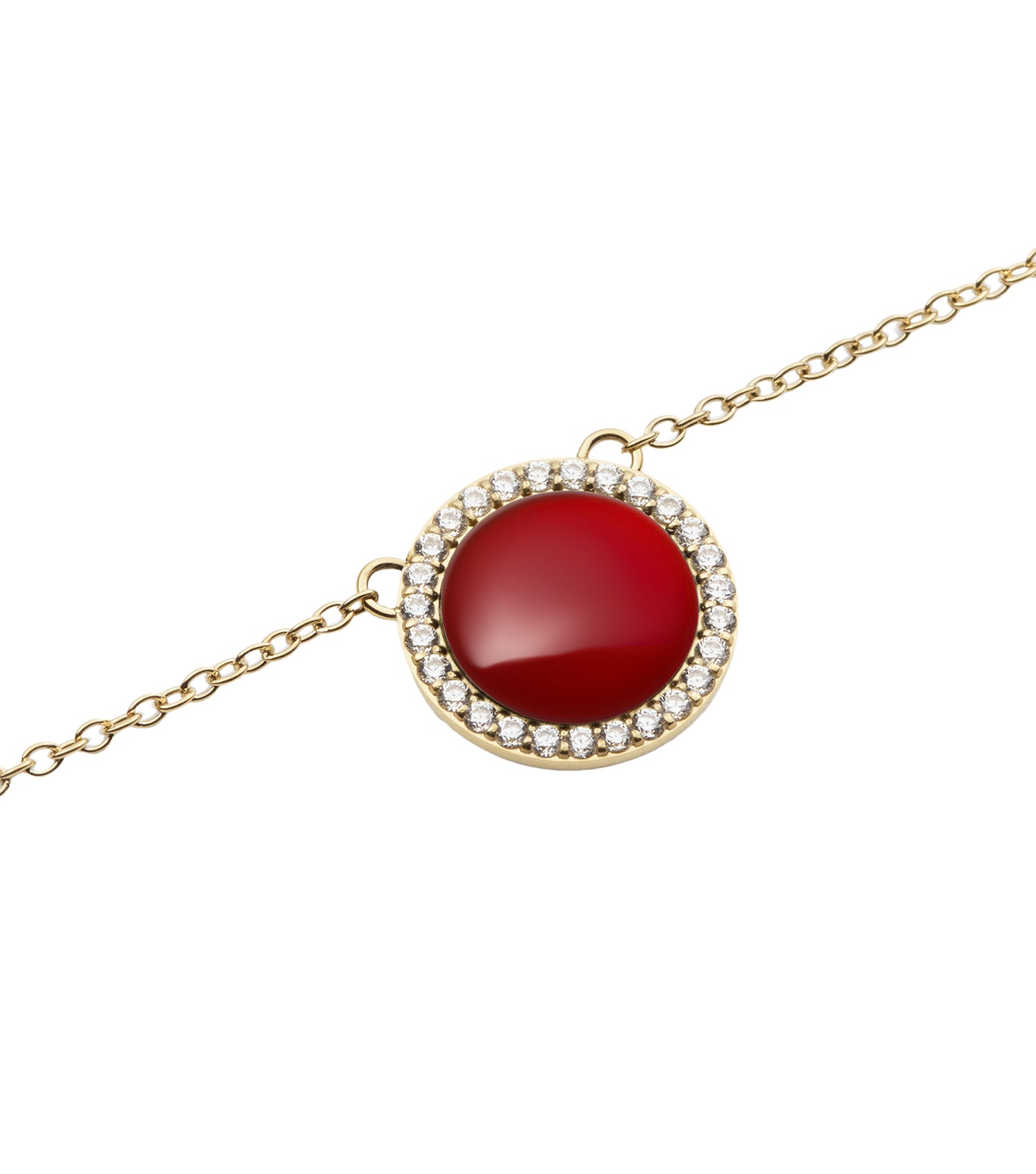 Audrey Necklace  Red Agathe Gold