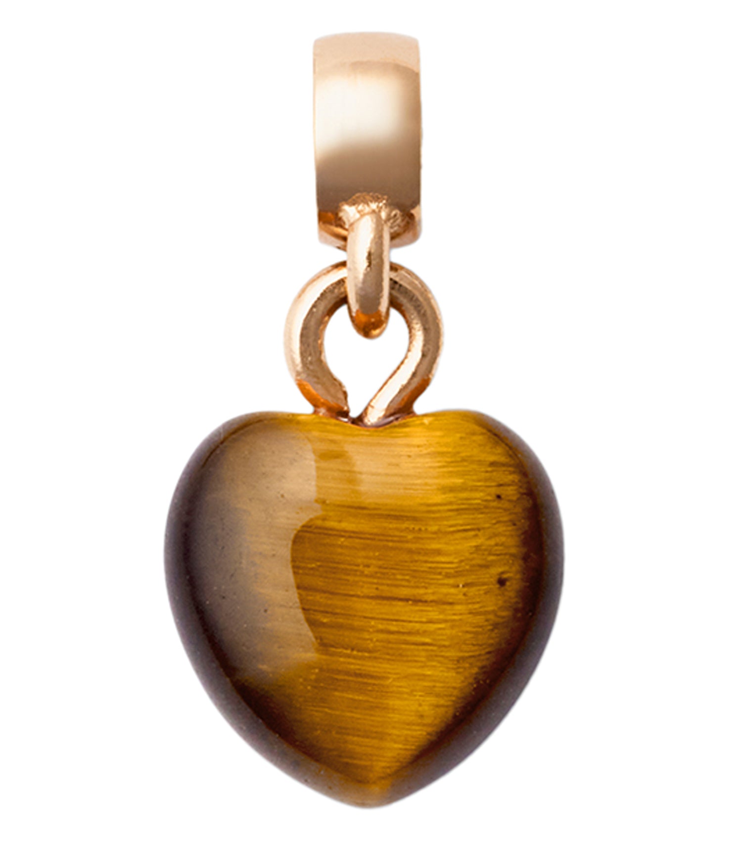 Tiger-eye Heart Rose Gold Charm