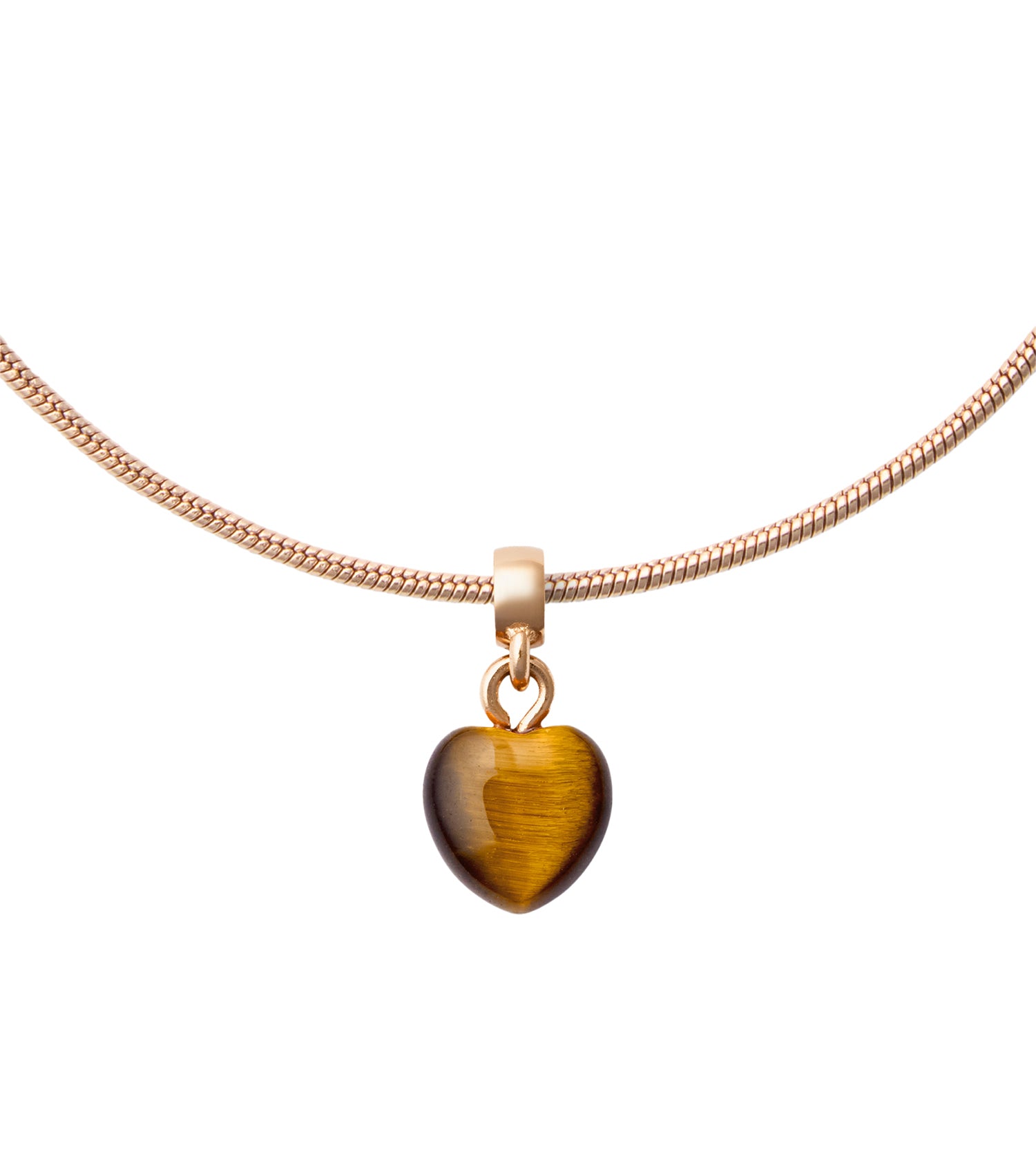 Tiger-eye Heart Rose Gold Charm