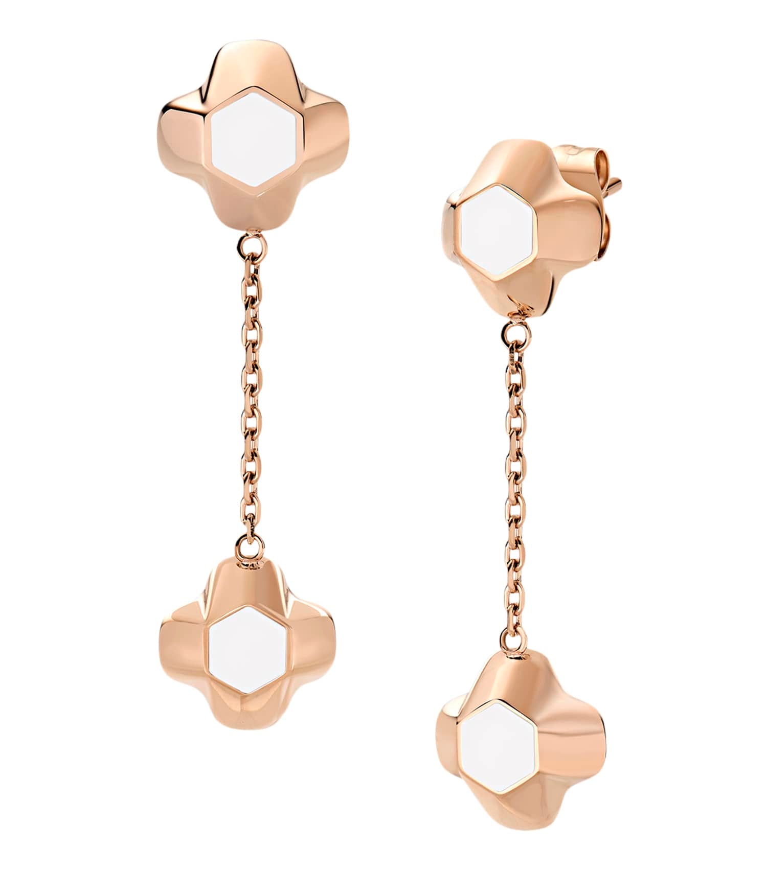 North Star Earrings Drop White Enamel RG