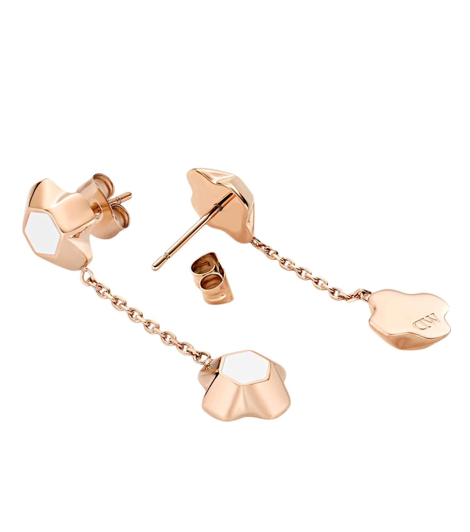 North Star Earrings Drop White Enamel RG