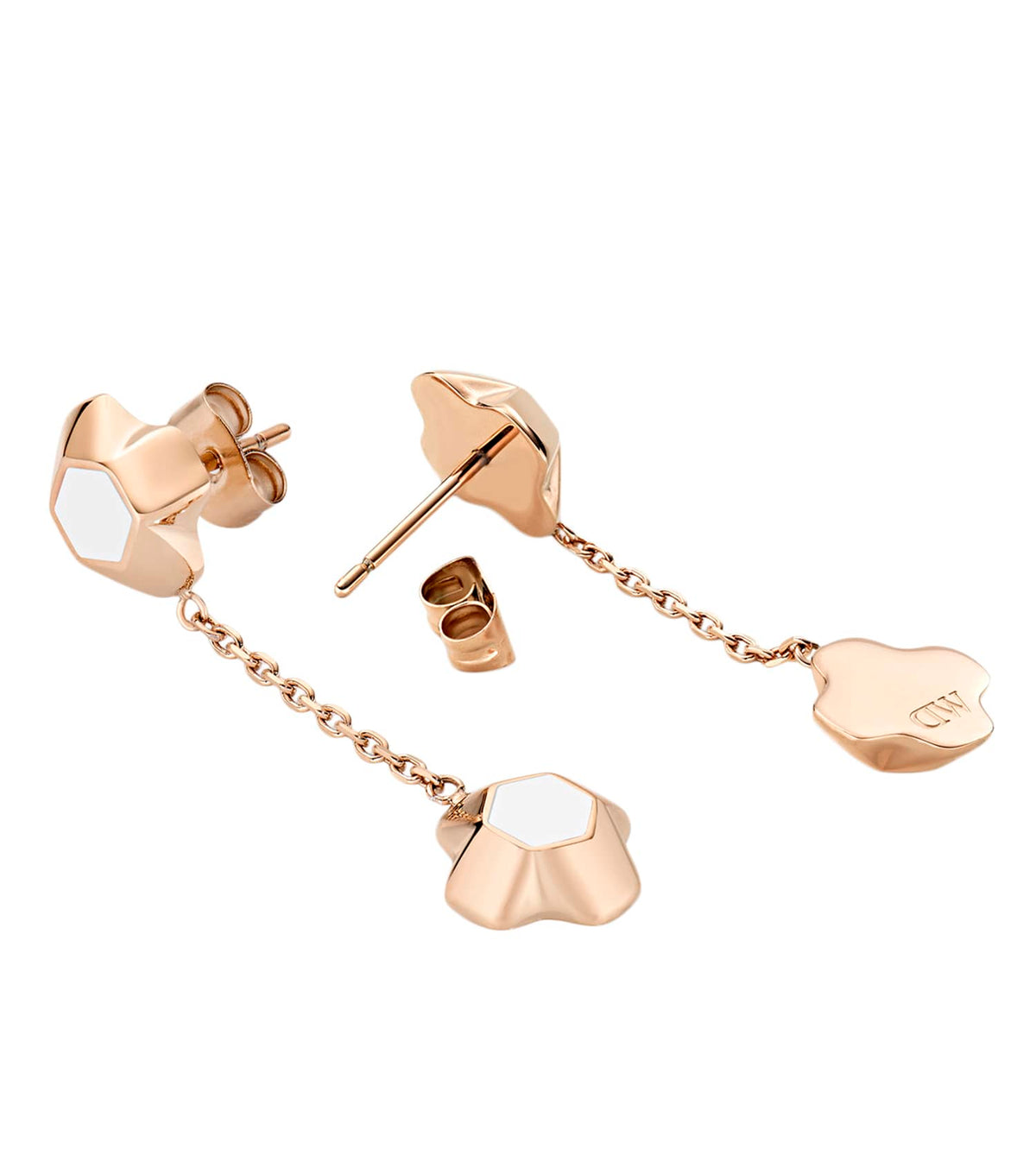 North Star Earrings Drop White Enamel RG