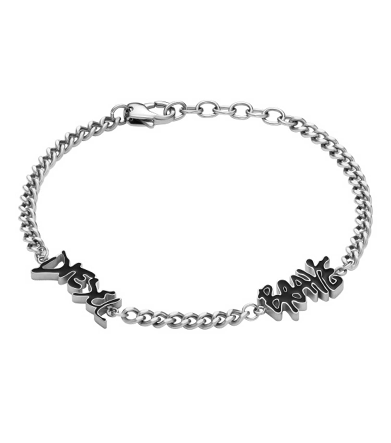 Men Diesel Font Bracelet Silver Steel