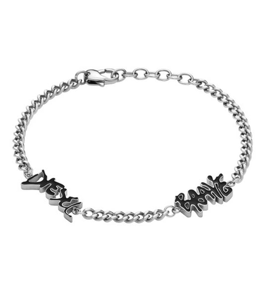 Men Diesel Font Bracelet Silver Steel
