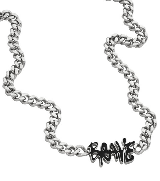Men Diesel Font Necklace Silver Steel