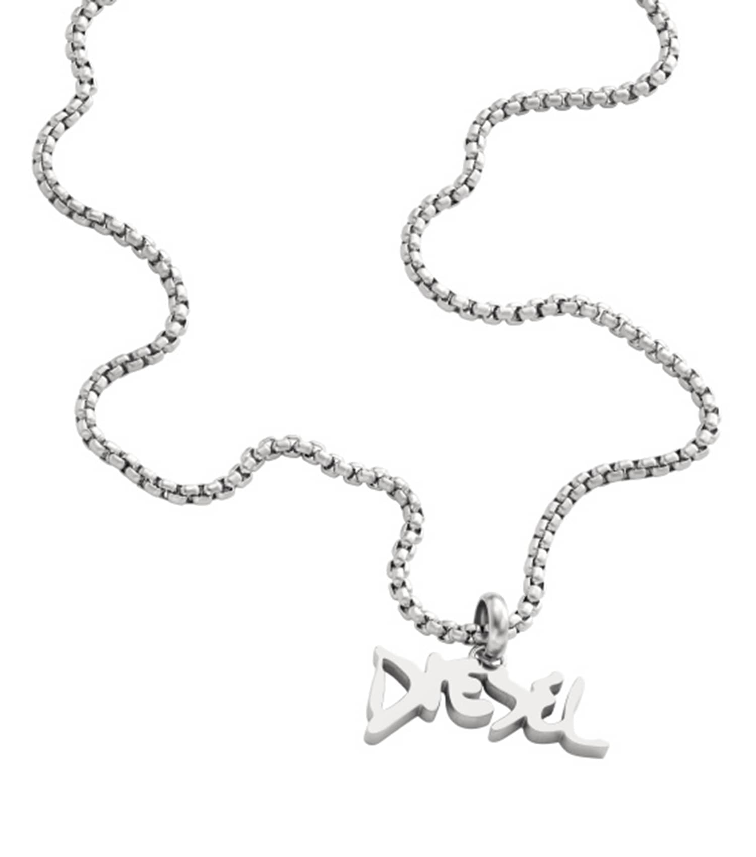 Men Diesel Font Necklace Silver Steel