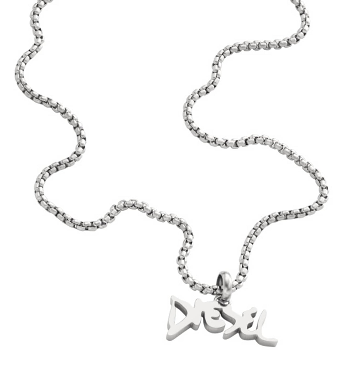 Men Diesel Font Necklace Silver Steel