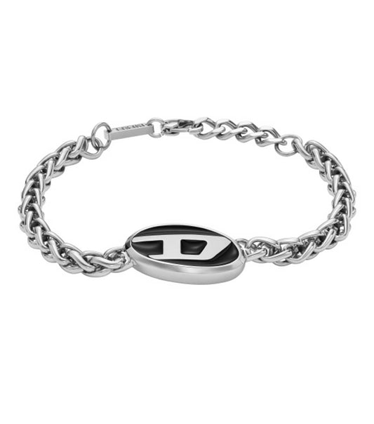 Men Oval D Logo Bracelet Silver Steel