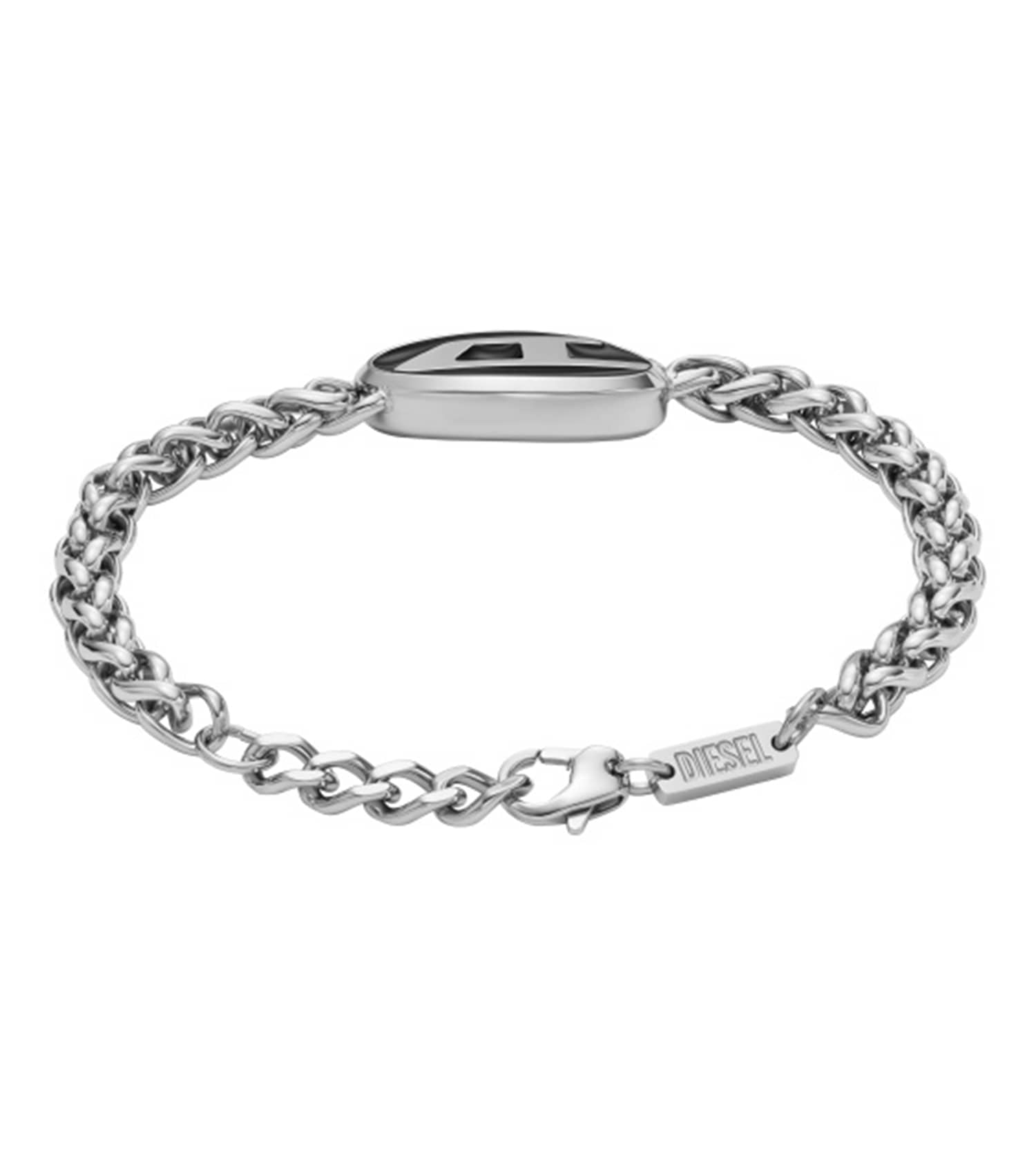Men Oval D Logo Bracelet Silver Steel