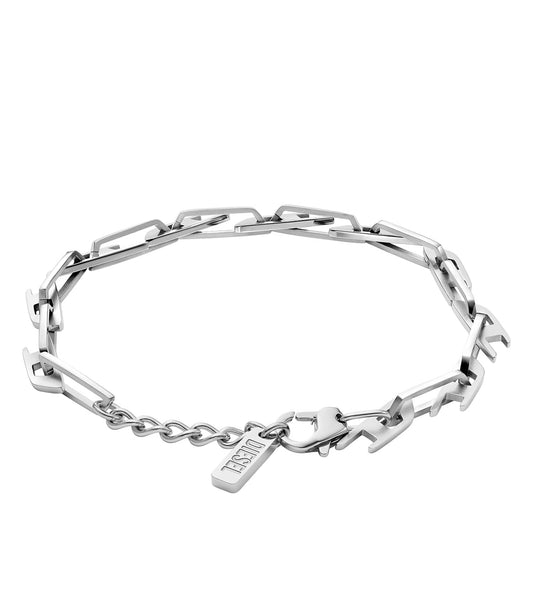 Men D Logo Bracelet Silver Stainless Steel