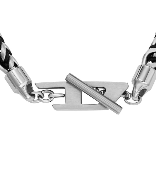 Men D Logo Bracelet Black Stainless Steel