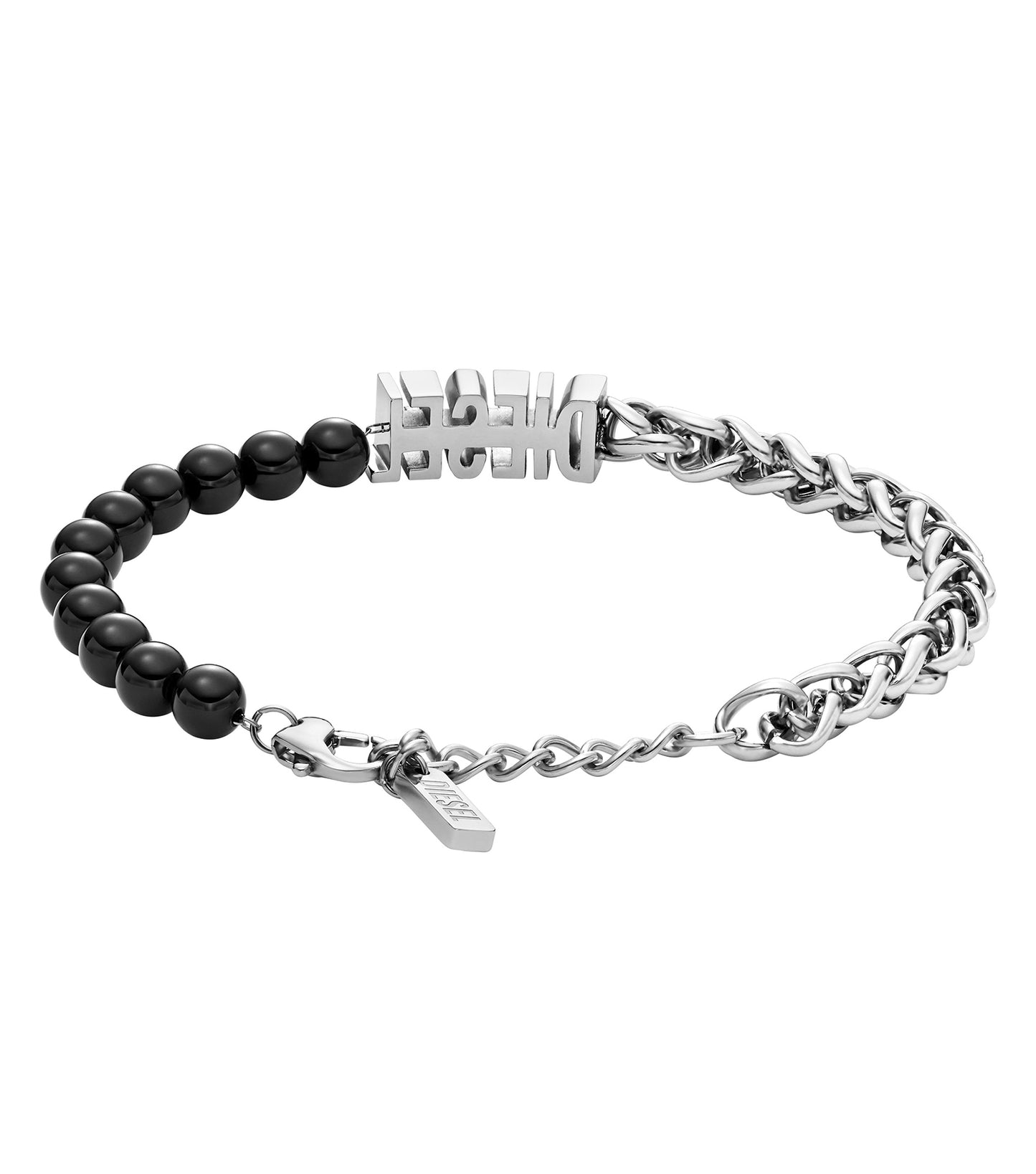 Men Diesel Font Bracelet Silver