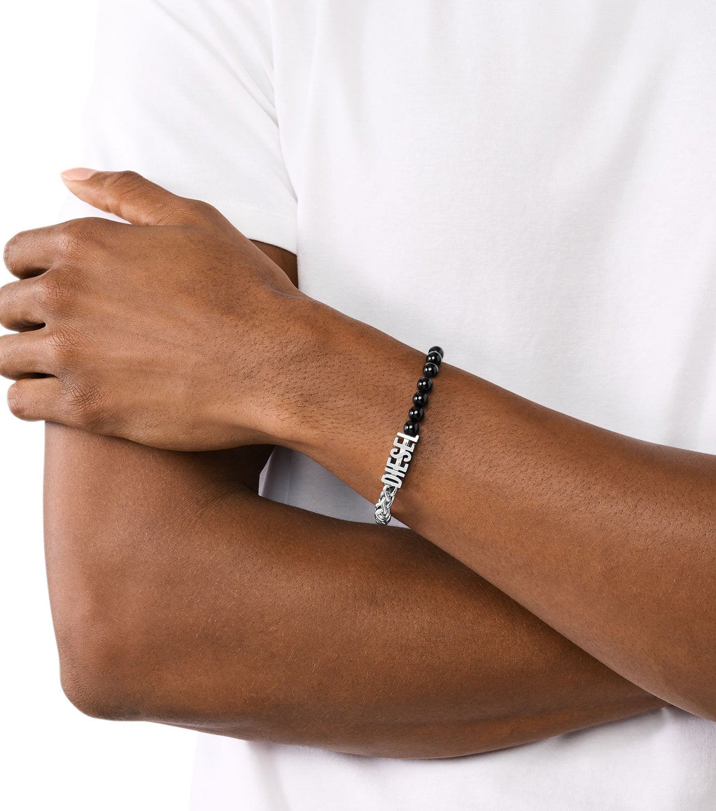 Men Diesel Font Bracelet Silver