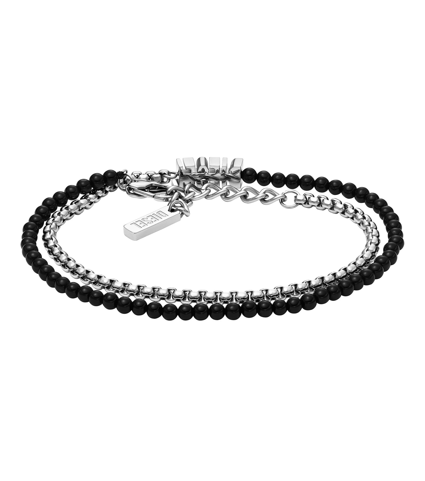 Men Diesel Font Bracelet Silver