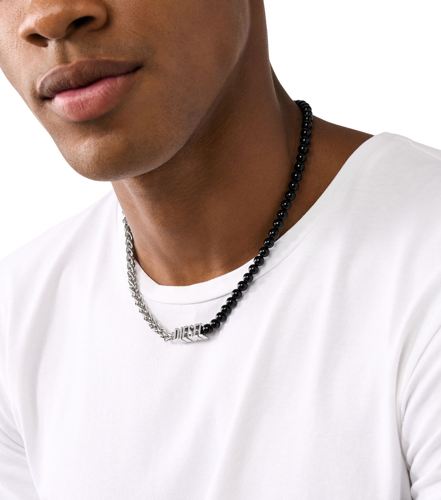 Men Diesel Font Necklace Silver