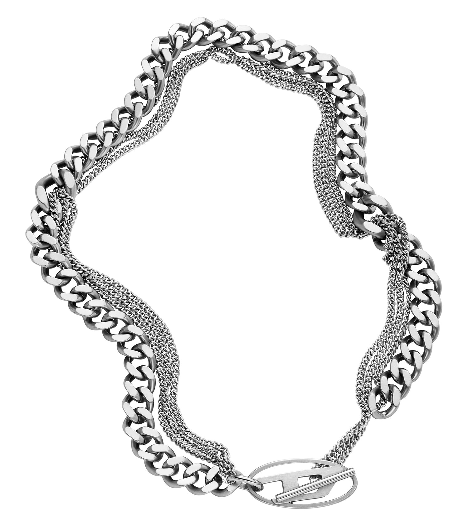 Men Oval D Logo Necklace Silver