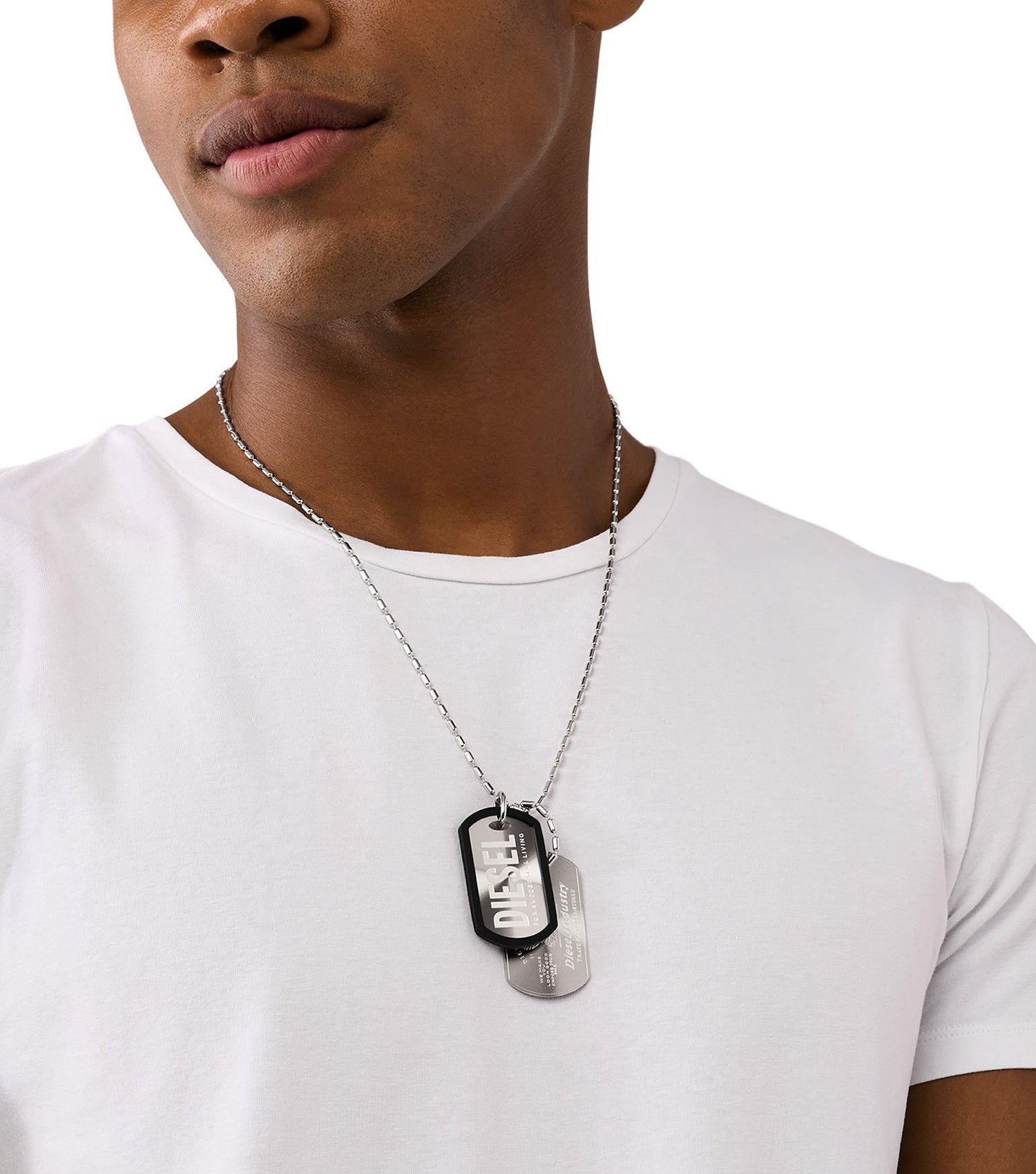 Men Diesel Font Necklace Silver