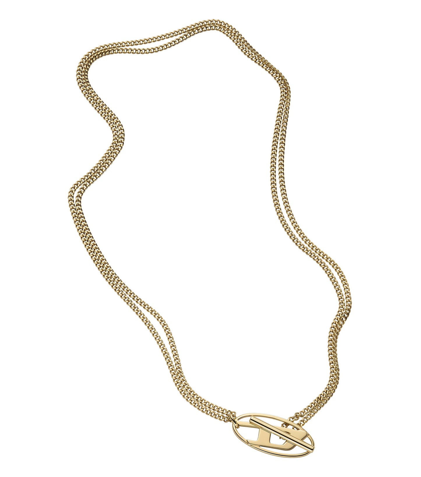 Men Oval D Logo Necklace Gold