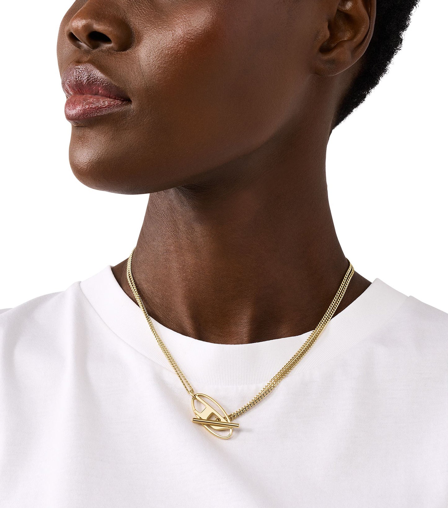 Men Oval D Logo Necklace Gold