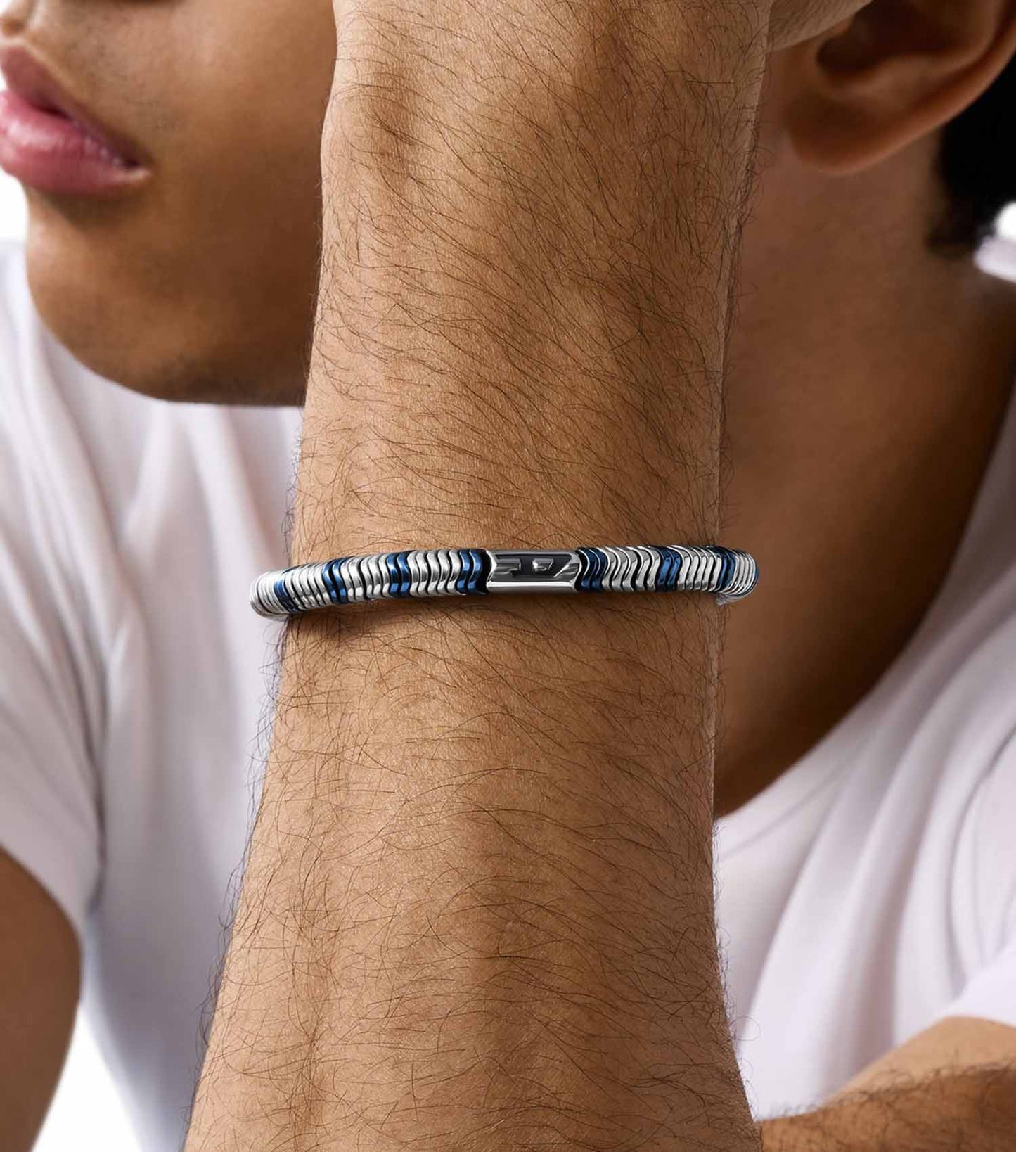 Men D Logo Bracelet 2-Tone Stainless Steel